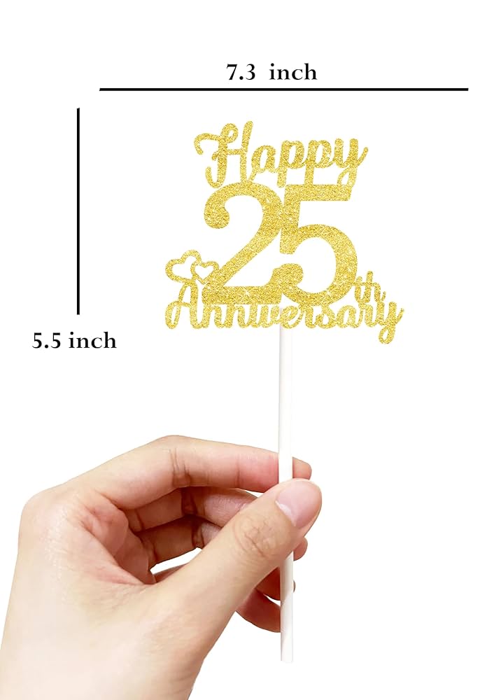 veegood Happy 25th Anniversary Cake Toppers - 25th Wedding